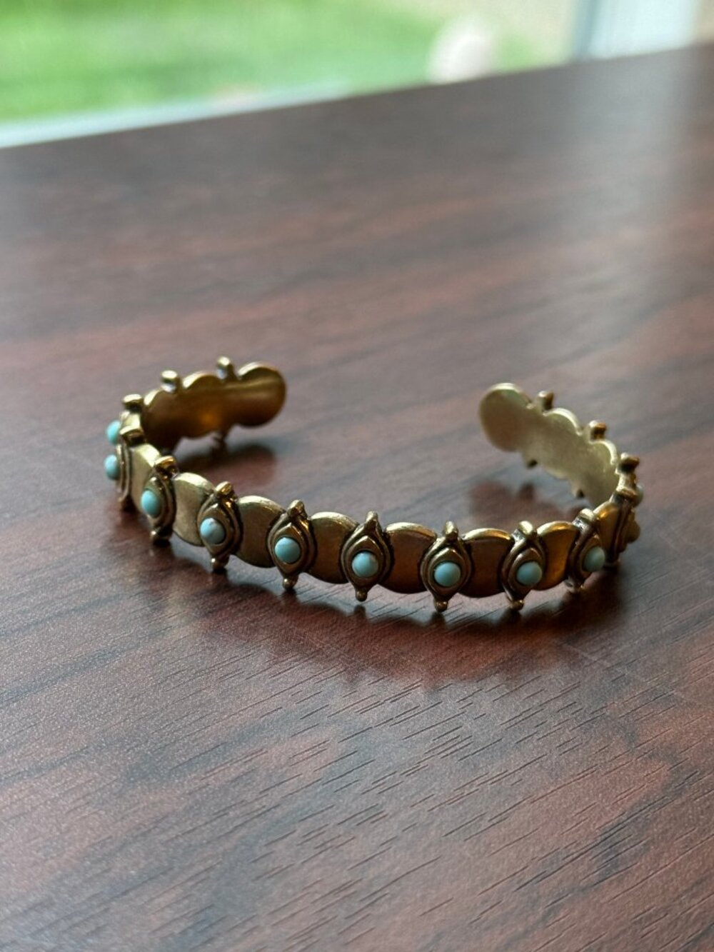 Vintage Lucky Brand Faux Turquoise Cuff Bracelet in Bronze Tone